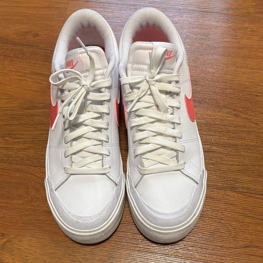 Nike Women's Court Legacy Lift White and Coral Sneakers